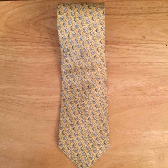 Vineyard Vines Yellow Silk Tie Sun & Moon Motif - Picture 1 of 6